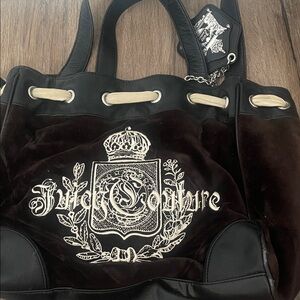 Juicy Couture Black and Cream Embroidered Tote